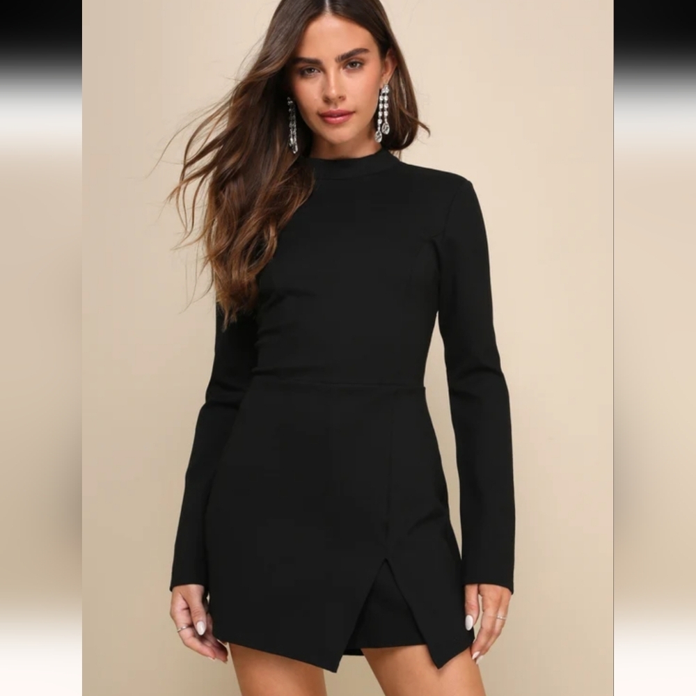 Lulu's Elegant Black Long Sleeve Skort